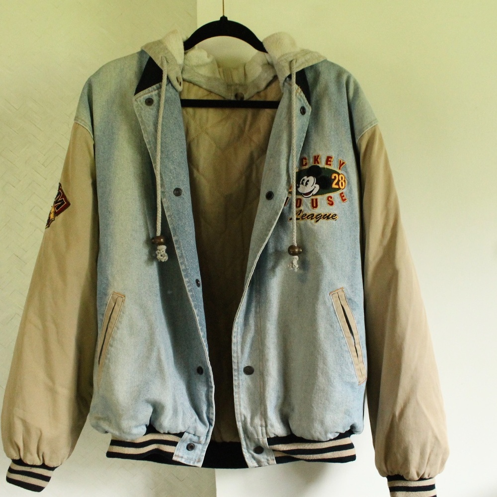 Vintage Mickey Mouse Denim Varsity Hoodie